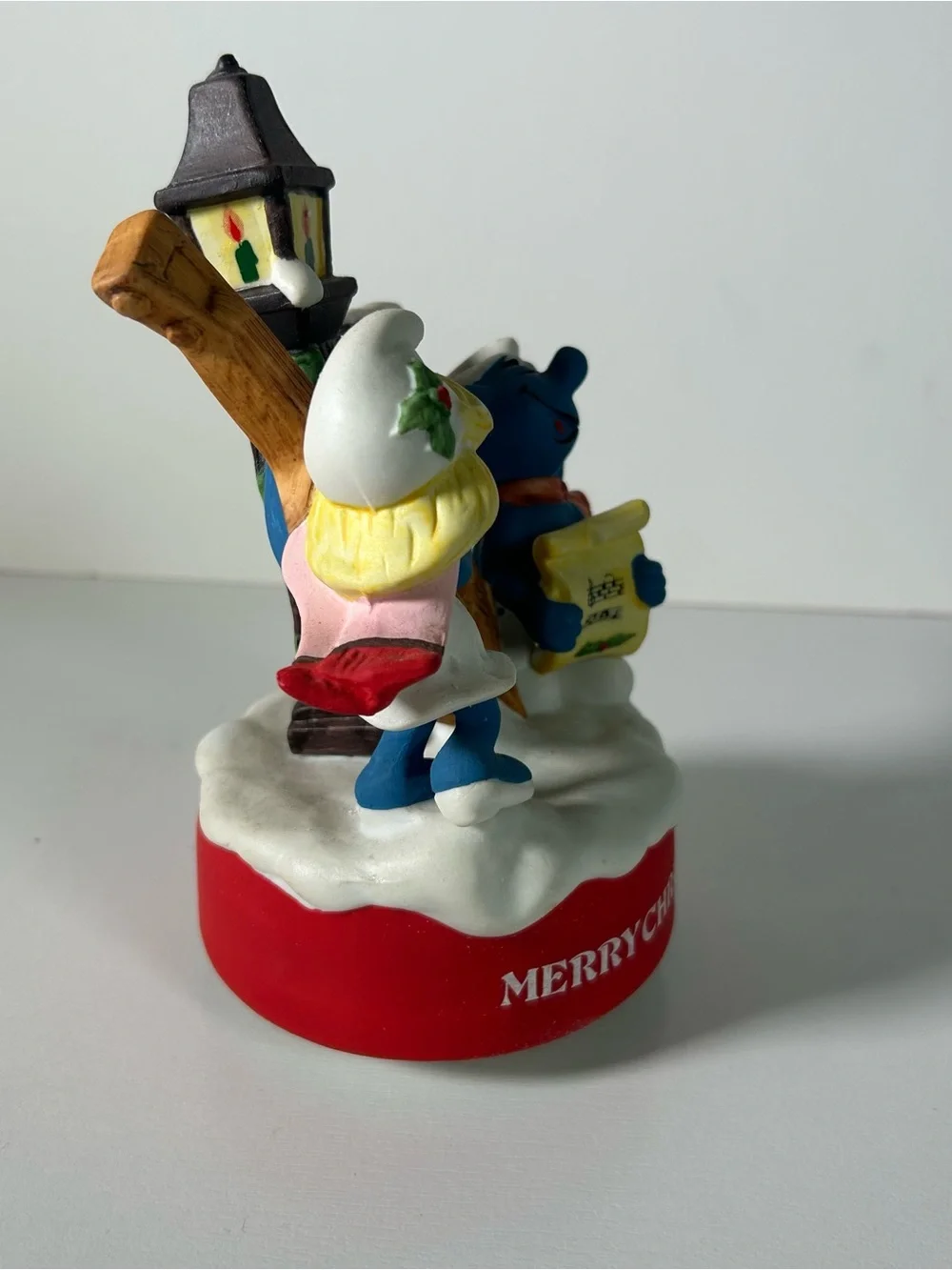 Smurfs Christmas Music Box #7485 Wallace Berrie Peyo Japan Box Vintage 1982